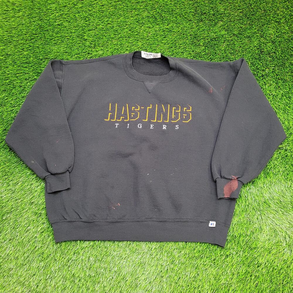 VTG Russell Athletic Hasting Tigers Sweatshirt Women 2XL/3XL Baggy Oversized